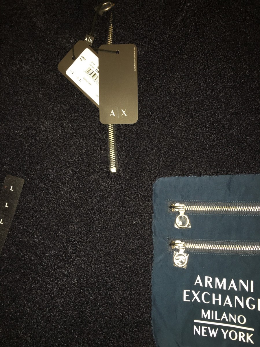 NWT ARMANI EXCHANGE A/X Mens L Deep Blue Polar Sherpa Fleece