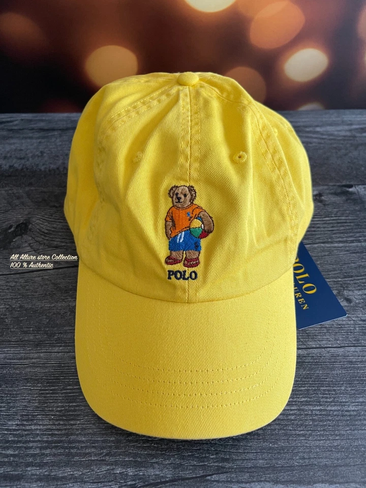 🐻Chapéu Polo Ralph Lauren Polo Bear Masculino Chino Ajustável Boné Bola Amarelo🐻 - Imagem 2 de 4