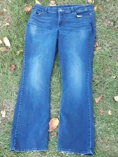 Womens naturally distressed Lee Riders blue denim jeans 34.5"Wx 45"Hips x 31"ins