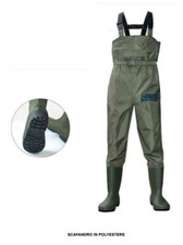 STIVALI PESCA SCAFANDRO WADERS SIZE 45 VERDE IN POLYESTER FIUME LAGO MARE