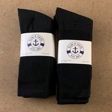 Yacht Smith Mens Size 10-13 Black Cotton Crew Socks 6 Pair Pack NWT