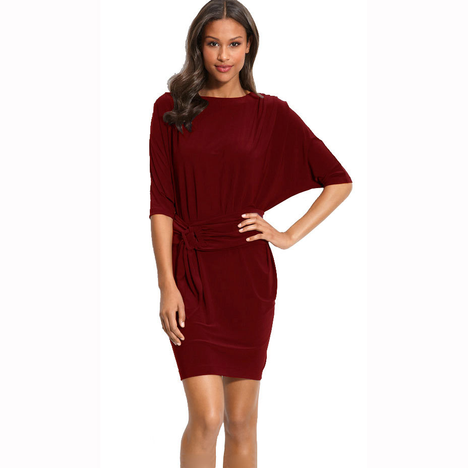 Batwing Sleeves Crewneck Jersey Party Day Night Cocktail Evening Dress  co4036 | eBay