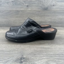 Earth Origins Women's Layla Black Leather Clogs Size 10 Slip On