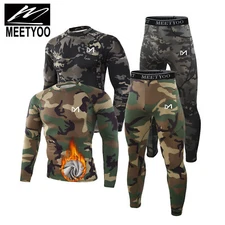 2 Sets Men's Thermal Underwear Fleece Lined Base Layer Top & Bottom Long Johns