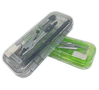 9 Piece Geometry Set Math Compass Protractor Drawing Tool Triangle Student Study