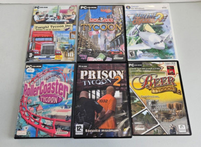 Tycoon Games Lot Mixed - PC DVD CD-ROM GAMEs - RollerCoaster, Prison, Monopoly