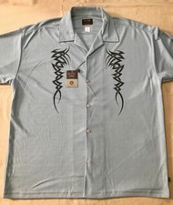 BC ETHIC Vintage 2000’s Men’s Tribal Yin Yang Shirt L. Blue Made In USA Size XL
