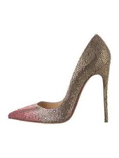 CHRISTIAN LOUBOUTIN Gold So Kate Strass Degrade 120 Crystal Pumps 38 Good Cond.