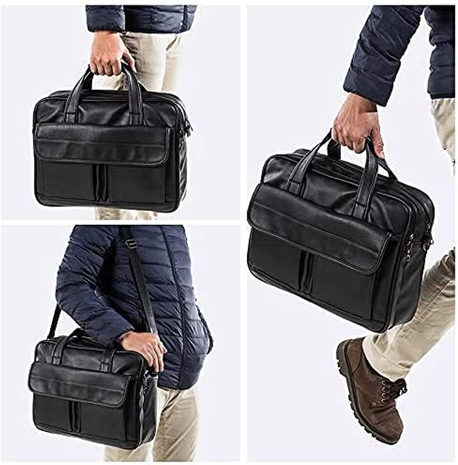 Men's Leather Messenger Bag 17.3" Laptop Briefcase Business Satchel Computer