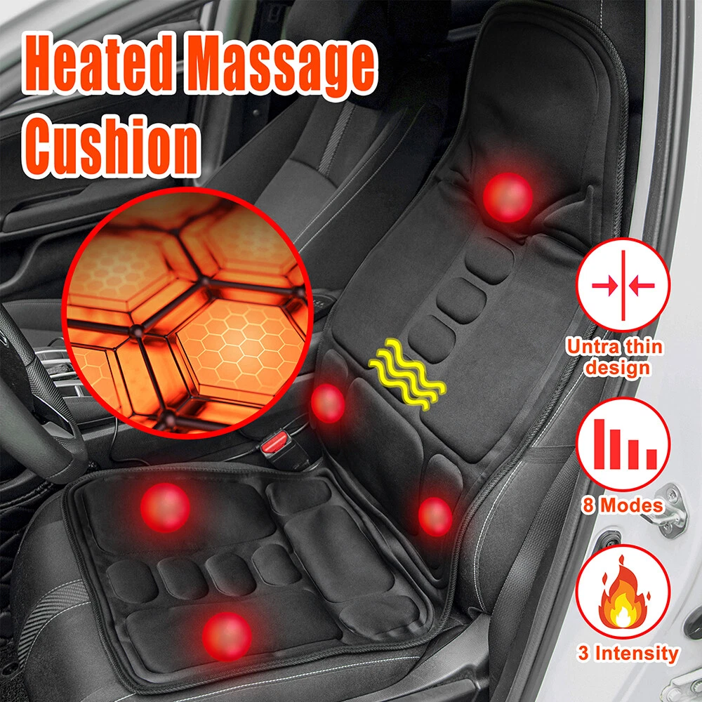 SNAILAX Vibration Massage Seat Cushion with Heat,Back Massager,Massage Chair  Pad with 6 Vibrating Motors and 2 Heat Levels,Chair Massager for Home Office  Use(Black)