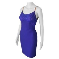 Gianni Versace F/W 1996 Runway Vintage Embellished Sheer Evening Mini Dress