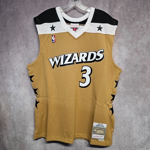 NWT Mitchell Ness Washington Wizards Caron Butler 3 Gold Swingman Jersey XL $130