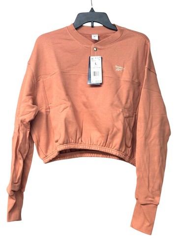 Reebok Women's Classics Cotton French Terry Cropped Sweatshirt, Canyon Coral, L - 第 1/11 張圖片