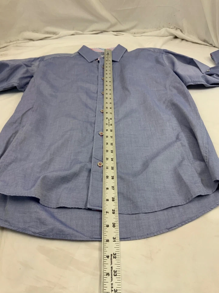 Рубашка с откидными манжетами Jared Lang мужская синяя хлопковая сделано в Турции YGI P2-422 - Изображение 4 из 4