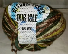 SKEIN/BALL OF (DISC) FAIR ISLE BY WISDOM YARNS -  #109 BROWNS/GREENS 100% WOOL