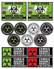  AMR Racing Zombie Hunting Permit Vinyl Response Team Sticker Car Decal 13 PACK 
