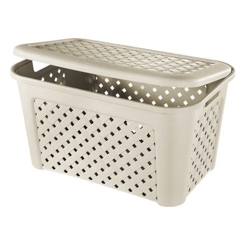 Cetomo 80L*6 Scatole di Stoccaggio con Coperchi, Contenitori in Plastica con Ruote, Clip On, Impilabili, Incastonabili, Organizzatore a Righe per Casa Ufficio, Blu, 80L-6 Pezzi
