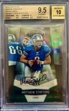Matthew Stafford Auto 3/5-BGS 9.5/10-2010 Panini Certified Mirror Emerald
