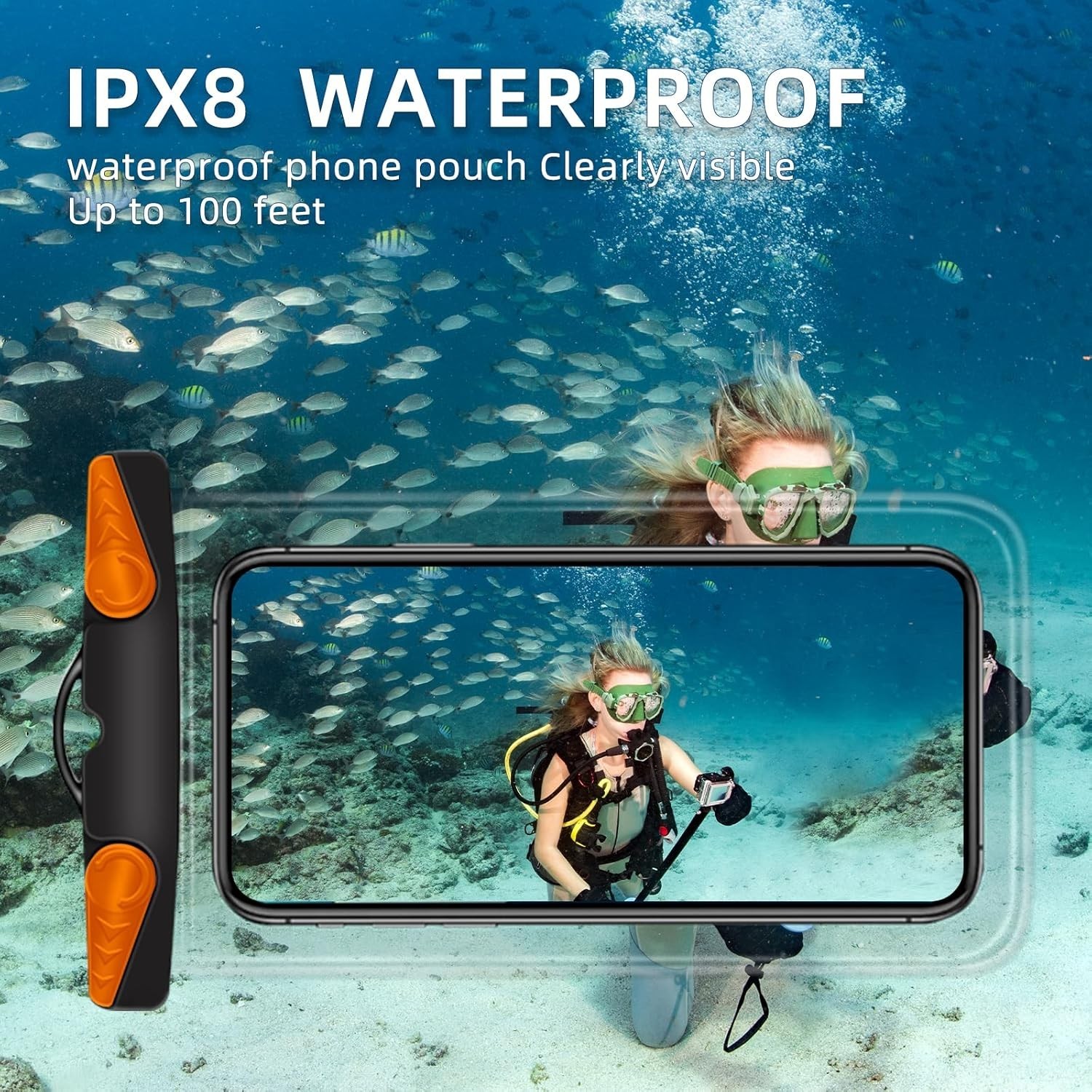 2-Pack Waterproof Phone Pouch with Lanyard, IPX8 Dry Bag for Smartphones