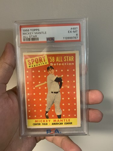 Mickey Mantle 1958 Topps #487 All Star PSA 6 Yankees HOF Vintage