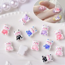 5PCS Resin Bear Nail Charms for 3D Nail Art Design Cute Cartoon Animal Theme