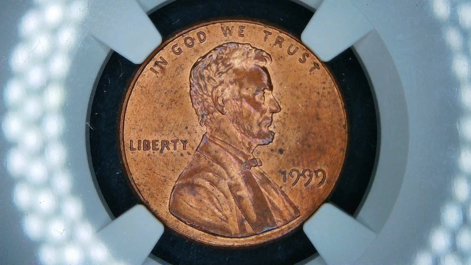 1999-P Lincoln Memorial Cent ""Wide AM"" **Graded NGC As MS 63 RB** Great Slab - Image 3 of 4