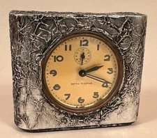 Seth Thomas Art Deco Alarm Clock, Abstract Metallic Finish