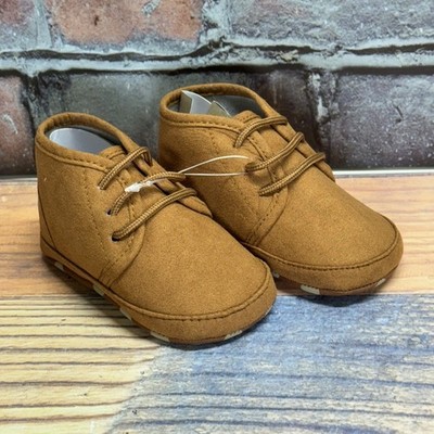 Infant Baby Boy Girl Crib Shoes Infant Lace up Brown Boots High Top Soft Sole