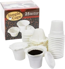 Disposable Cups for Use in Keurig® Brewers - Simple Cups - 25 Cups, Lids,