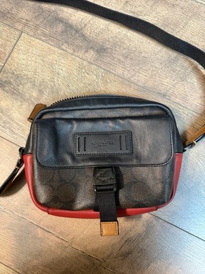 Coach Racer Belt Bag Crossbody Colorblock Signature Canvas Black/Red