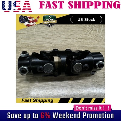 3/4'' DD x 3/4'' DD Double Steering Universal U Joint Shaft Coupler Black New
