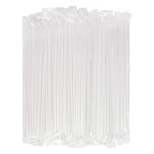  400 Pcs Clear Individually Wrapped Disposable Plastic Straws 7.5" longX0.23...