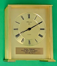 Ansonia Brass-tone Mantel Clock Roman numerals “U.T.S. Quartz Made in Germany”