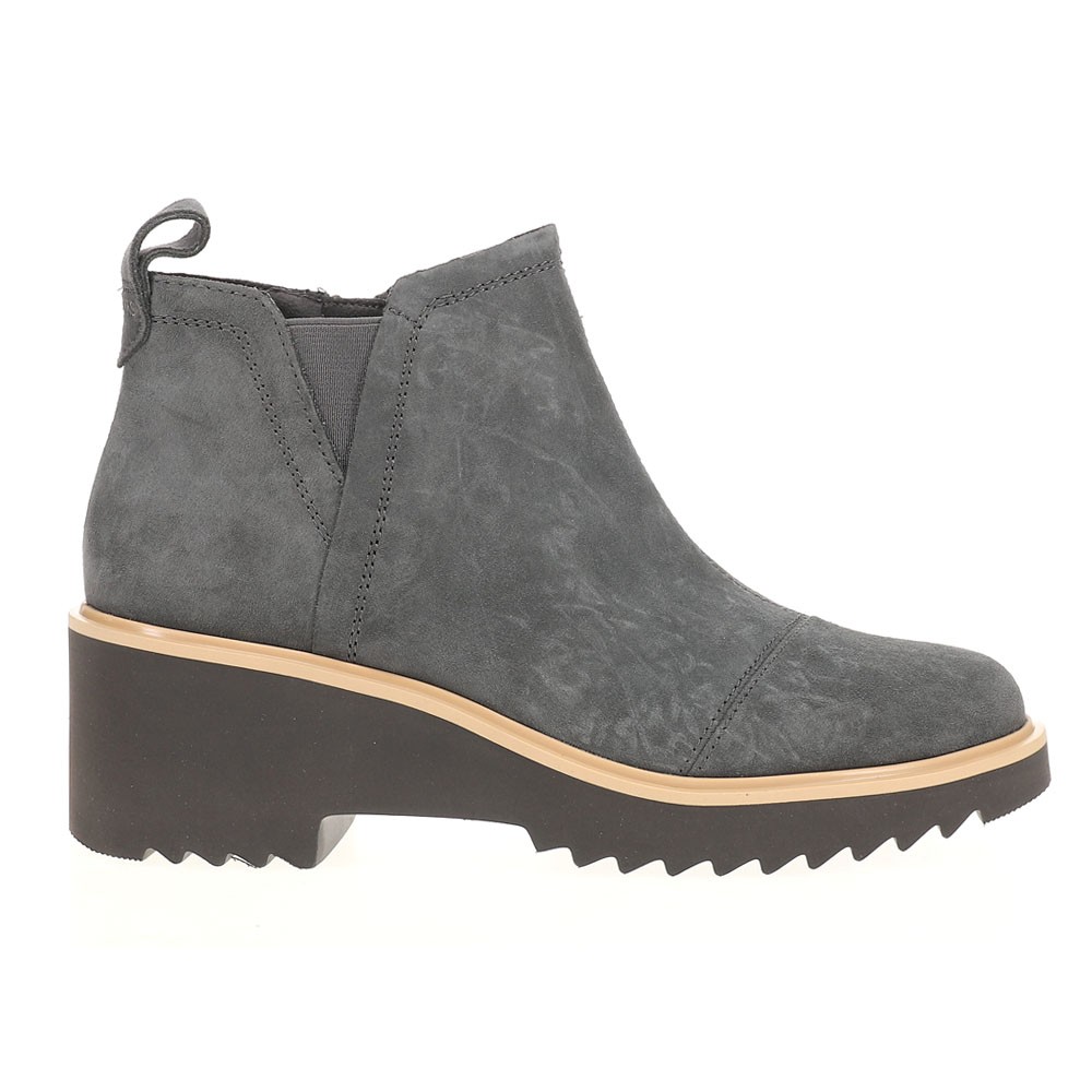 TOMS Maude Zippered Wedge Booties Womens Grey Casual Boots 10020234T-021