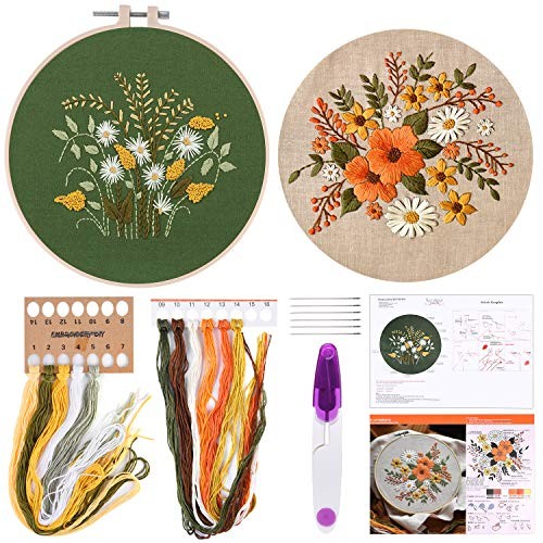 Kit de broderie complète point de croix avec fils aiguilles et tambours