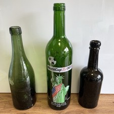 Vintage Glass Bottles Green and Brown  -See Condition