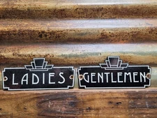 VINTAGE RESTROOM PORCELAIN SIGN OLD ART DECO BATHROOM LADIES GENTLEMENS TOILET