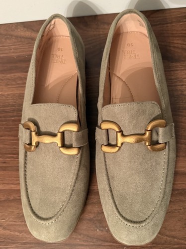 NUEVO Time and Tru Mujer Imitación Gamuza Oliva Sin Cordones Hebilla Dorada Mocasines Planos 10 - Imagen 3 de 7