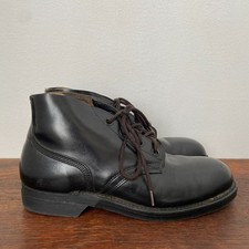 Vintage 1970s Boondocker Boots Black Leather Steel Toe Ankle Military Mens 9