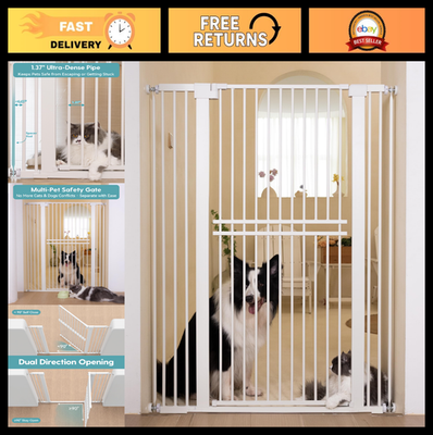 #ad Extra Tall Pet Gate 55quot; for Dogs amp; Cats Auto Close Pressure Mounted 29 40quot; Wi $166.99