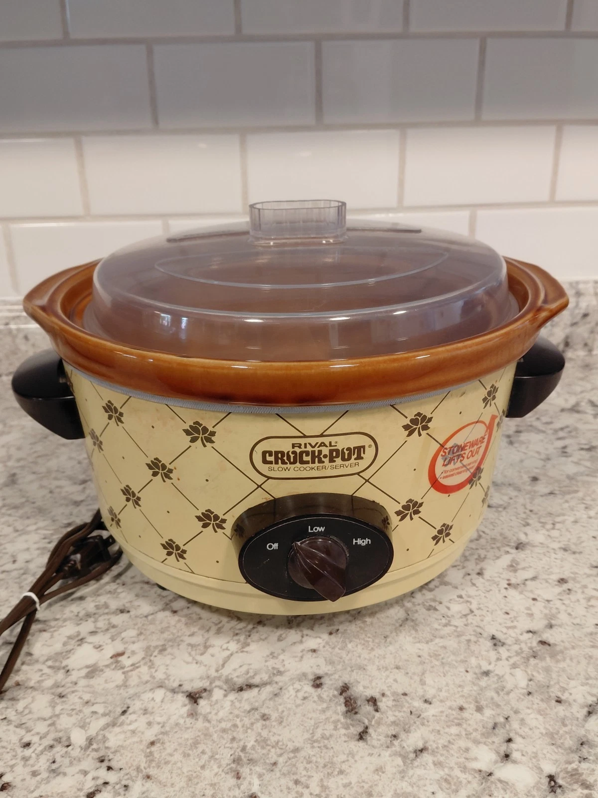 Rival Crock Pot Stoneware Slow Cooker Model 3350/2 Beige 5 Qt Tested Works