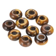 10 Pcs Natural Large Hole Gemstone Beads for DIY Jewelry Craft, Brown