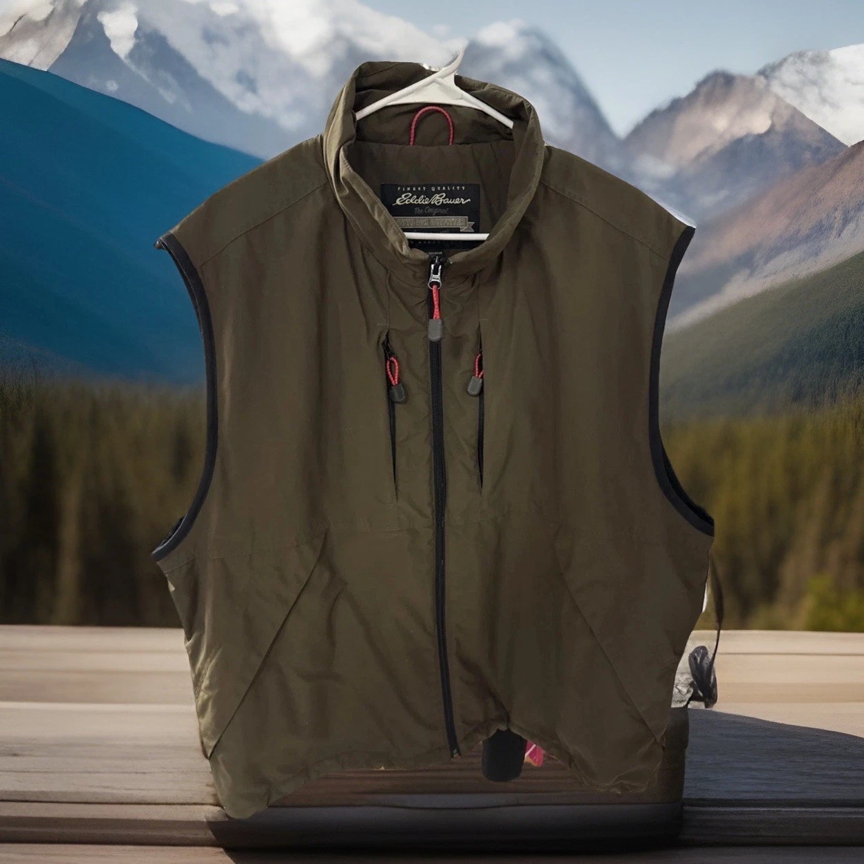 Eddie Bauer Men’s Full Zip Vest Size Outdoor Hiking Green XL Fall Winter