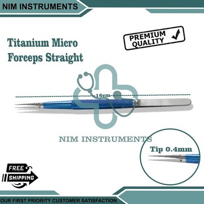 Titanium Micro Forceps 16cm Straight 0.4mm Tip Precision Surgical Instrument