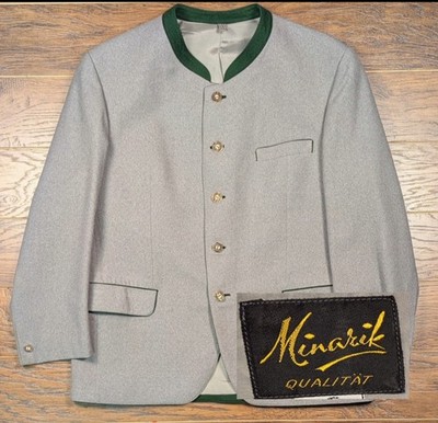Trauchten Austrian Traditional Wool Vintage 42R Men's Blazer Jacket Gray Minarik