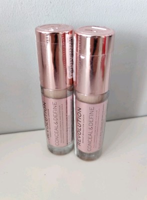 2x Revolution Beauty London Conceal & Define Concealer C10 4g FULL COVER NEU