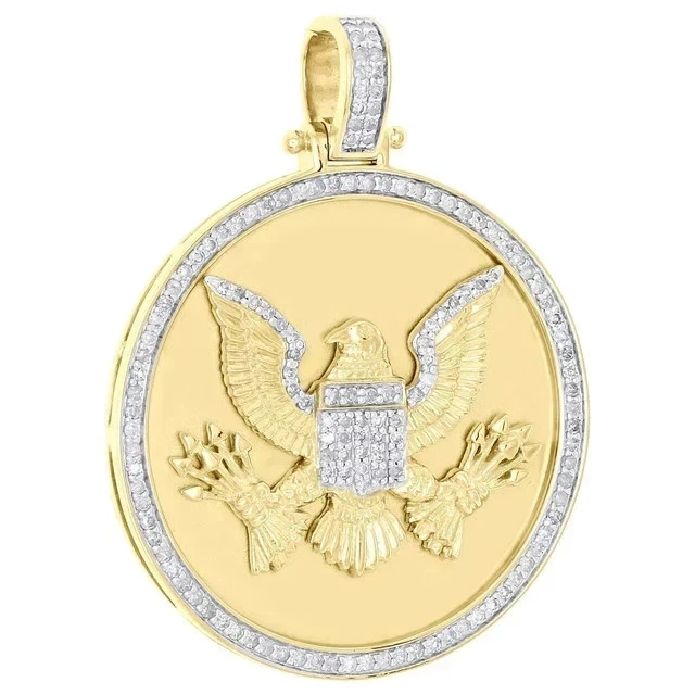 2.4Ct Round Cut Moissanite Eagle Charm Pendant 14K Yellow Gold Plated Silver - Image 2 of 4