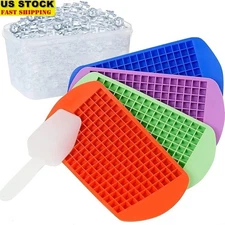 Mini Ice Cube Trays Set Silicone BPA Free 640 Small Crushed Ice Maker Bin Scoop