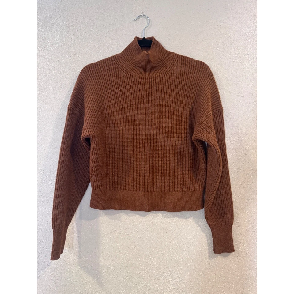 Suéter para mujer J.Crew acanalado cuello falso manga larga marrón talla S Foto 3 de 4