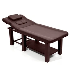 New Brown Massage Table Massage Bed Spa Bed Facial Bed Salon Beauty w/ Headrest